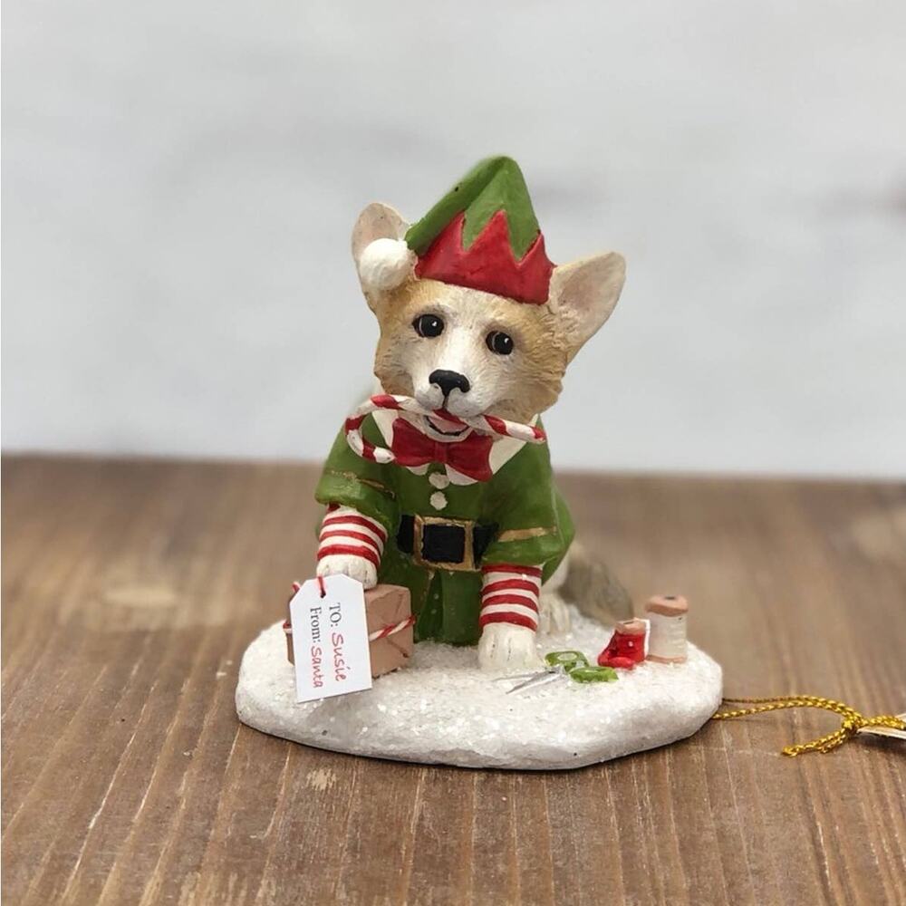Bethany Lowe Wrapping It Up Corgie Christmas Dog Elf Corgi With Candy Cane New